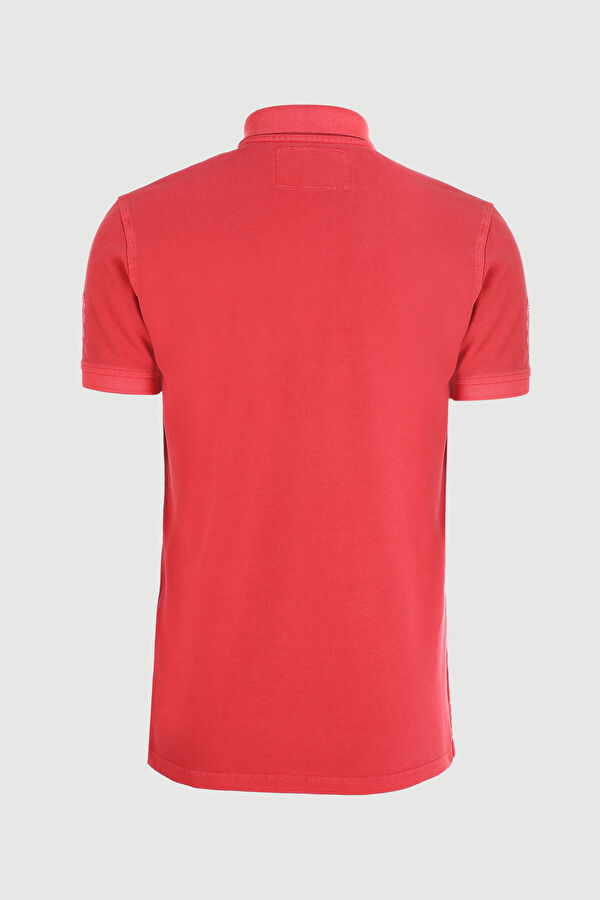 Kırmızı Polo Yaka Düz T-Shirt 2