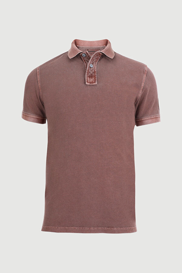 Karamel Polo Yaka Düz T-Shirt