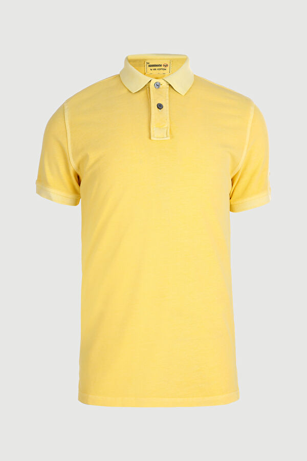Sarı Polo Yaka Düz T-Shirt