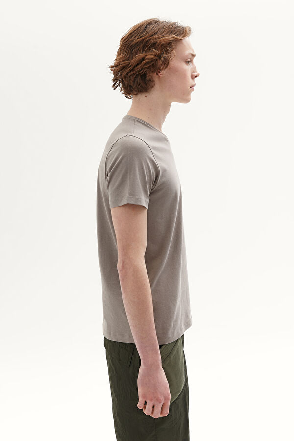 Gri V Yaka Düz T-Shirt 2
