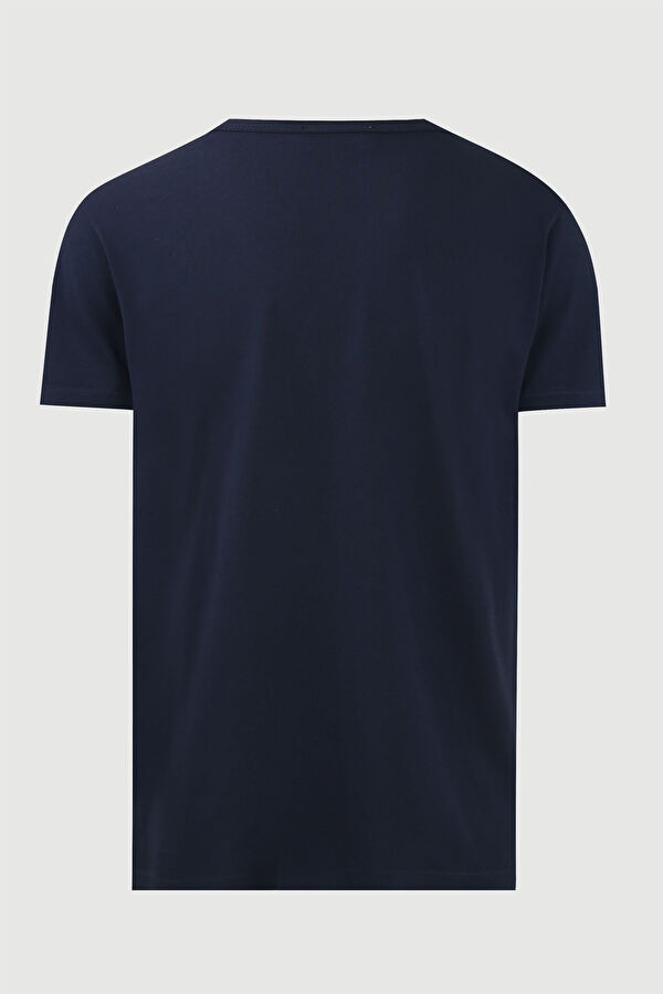 Lacivert Bisiklet Yaka Düz T-Shirt 6