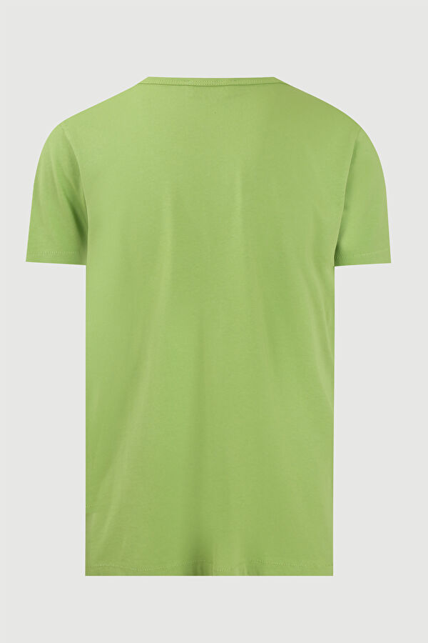 Yeşil Bisiklet Yaka Düz Erkek T-Shirt 6