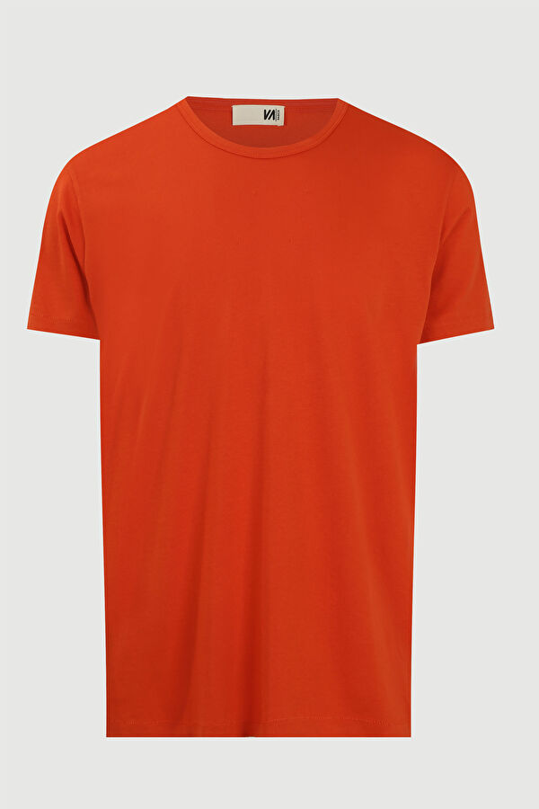 Kırmızı Bisiklet Yaka Düz T-Shirt