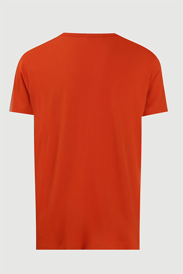 Kırmızı Bisiklet Yaka Düz T-Shirt 2