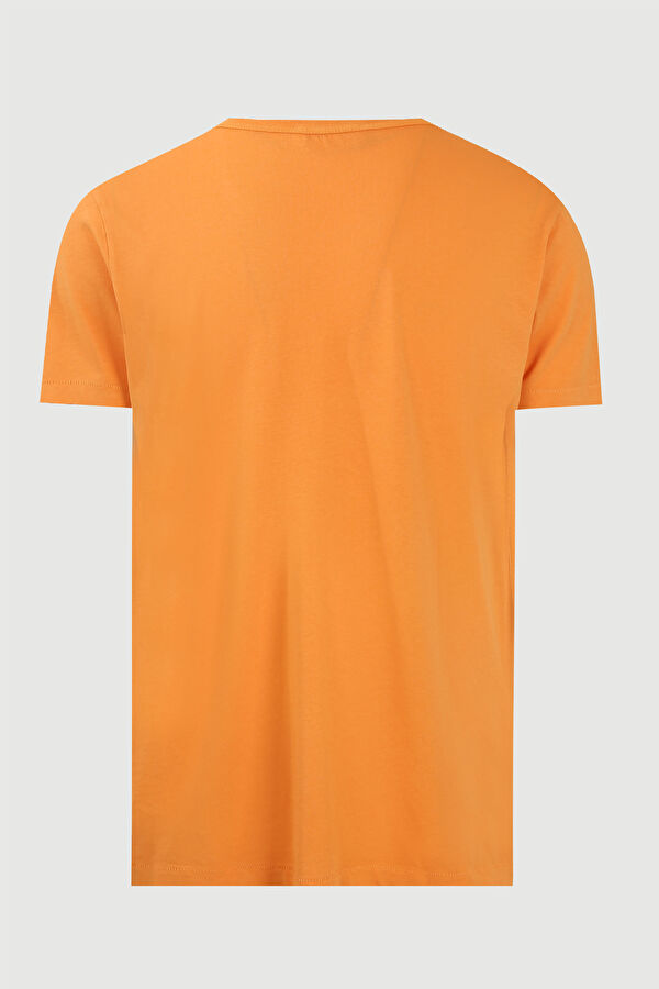 Turuncu Bisiklet Yaka Düz T-Shirt 6