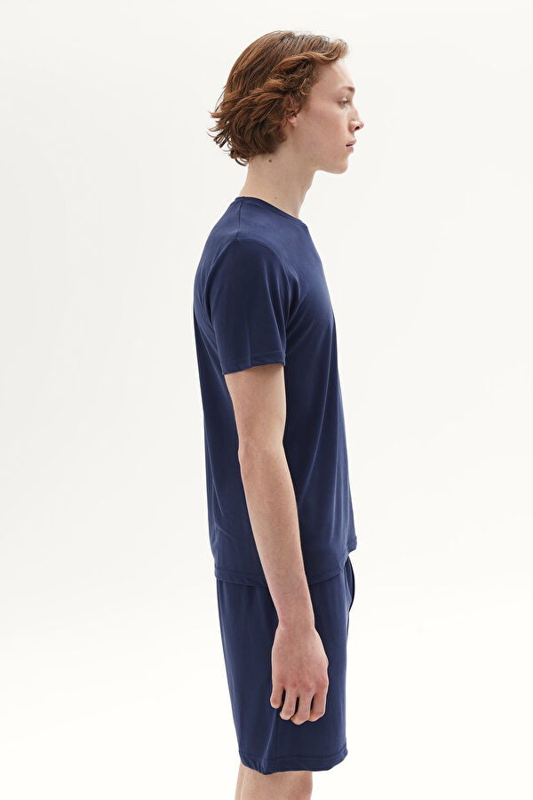 Lacivert Bisiklet Yaka T-Shirt 2