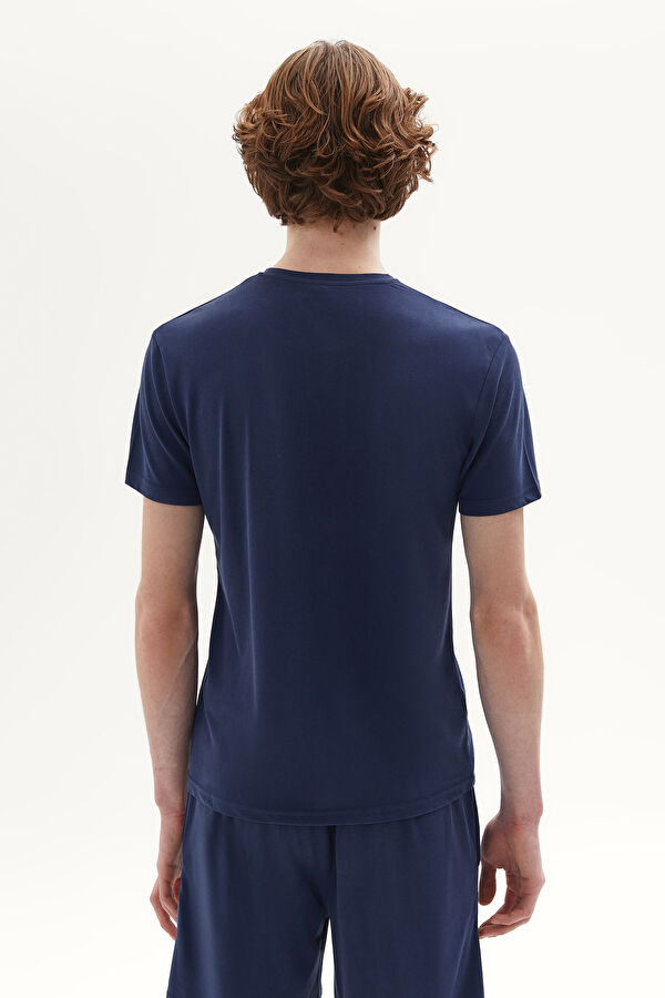 Lacivert Bisiklet Yaka T-Shirt 3