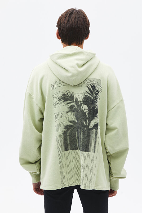 Su Yeşili Relax Kalıp Kapuşonlu Sweatshirt 2