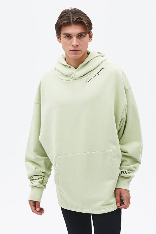 Su Yeşili Relax Kalıp Kapuşonlu Sweatshirt 3
