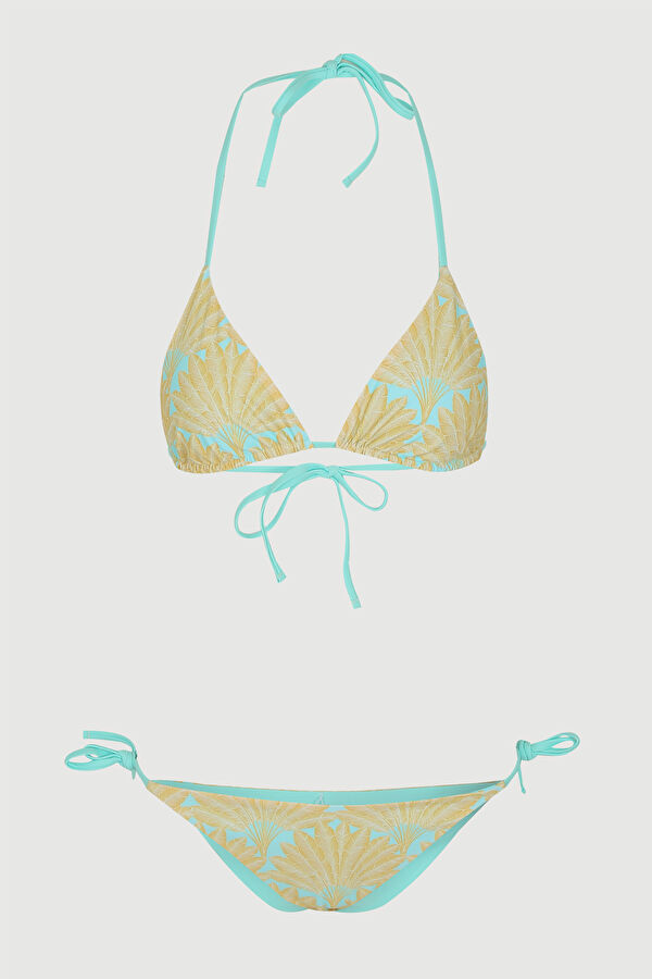 Mavi Desenli Boyundan Askılı Bikini