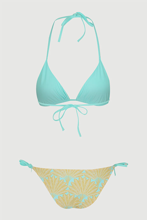 Mavi Desenli Boyundan Askılı Bikini 2