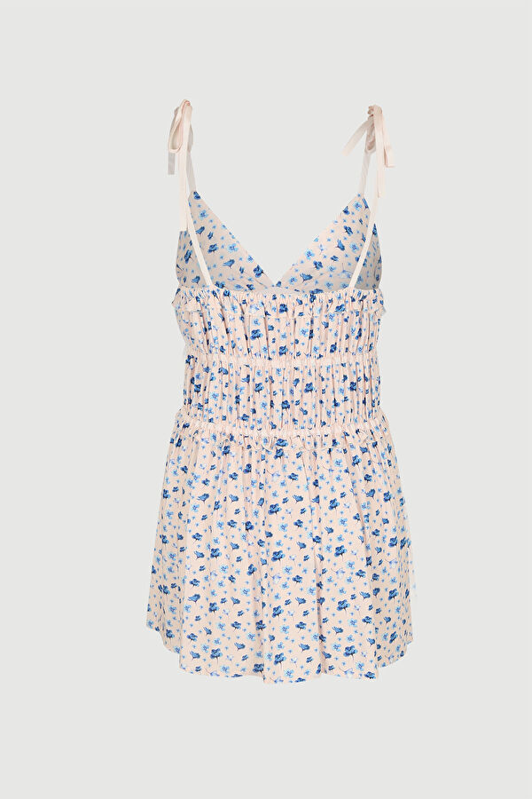 Lila Desenli Mini Elbise 2