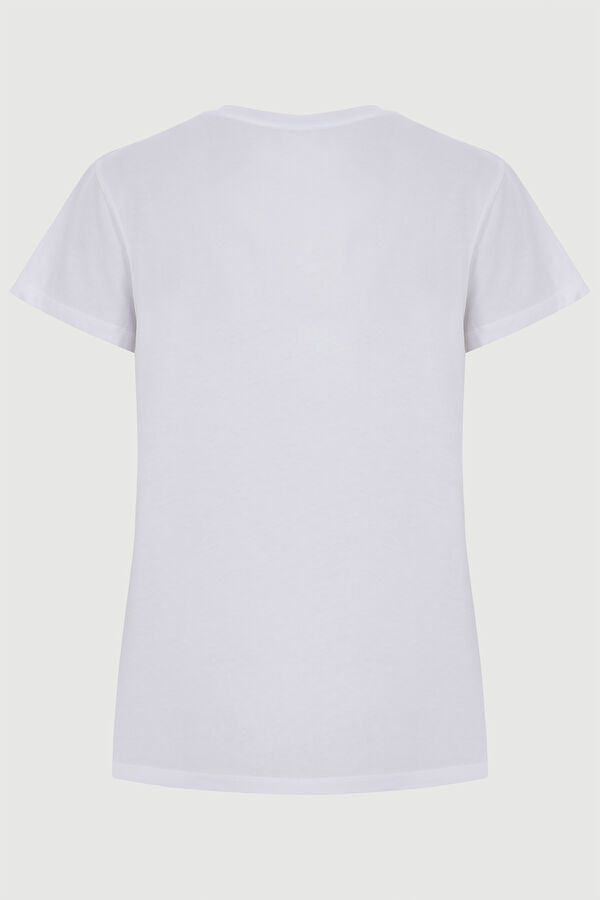 Beyaz V Yaka T-Shirt 2