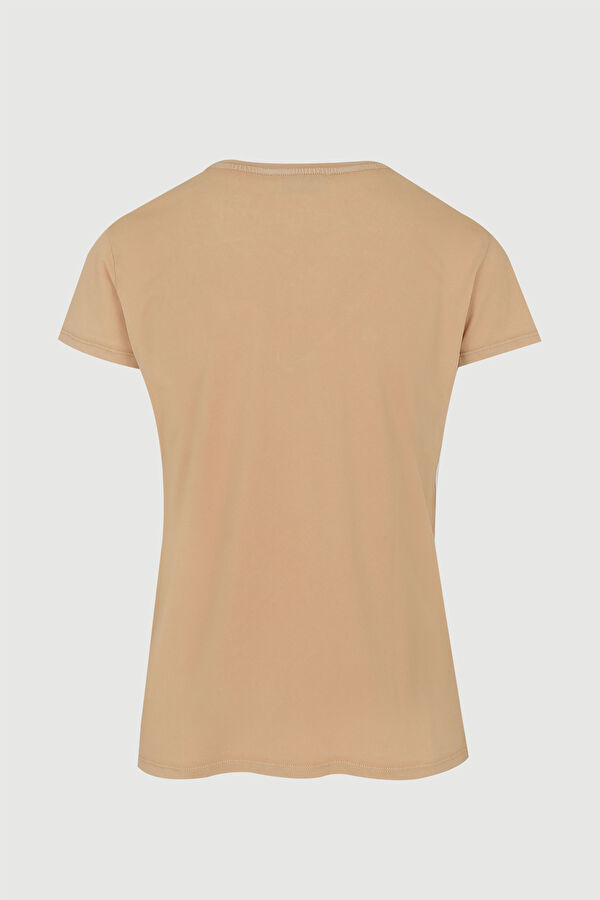 Bej V Yaka T-Shirt 2