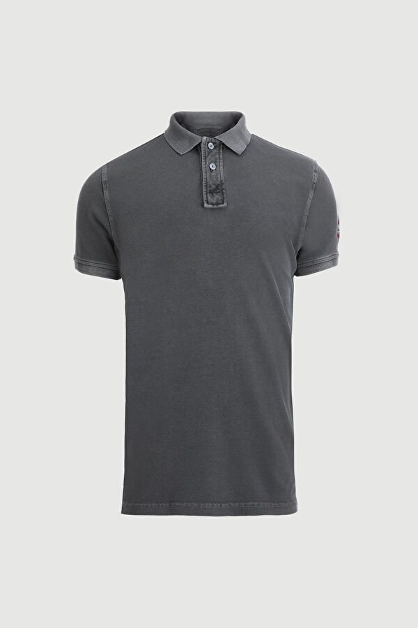 Antrasit Polo Yaka Düz T-Shirt
