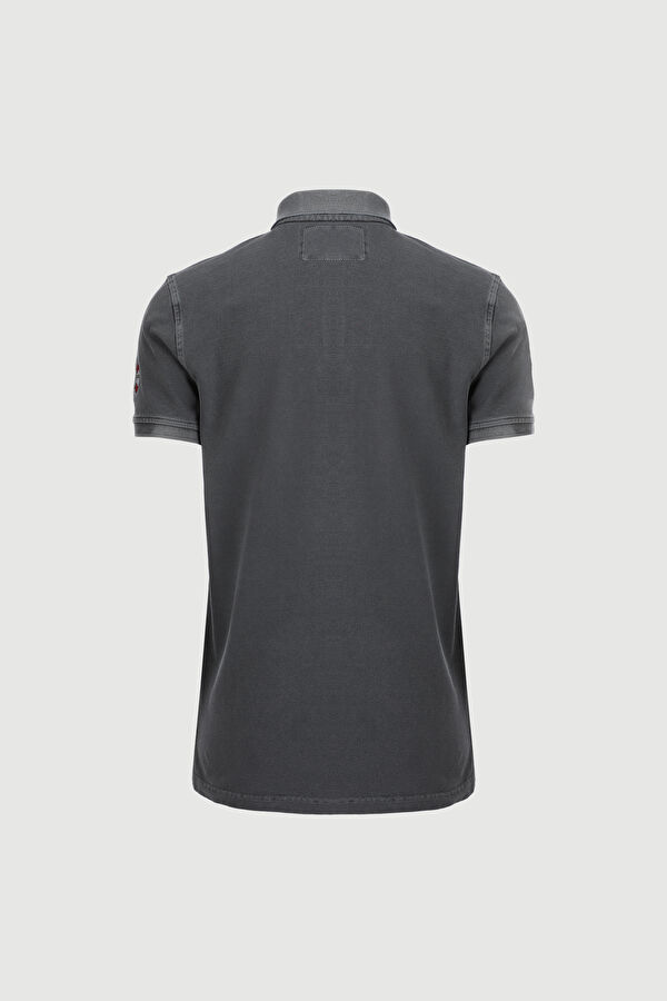 Antrasit Polo Yaka Düz T-Shirt 2