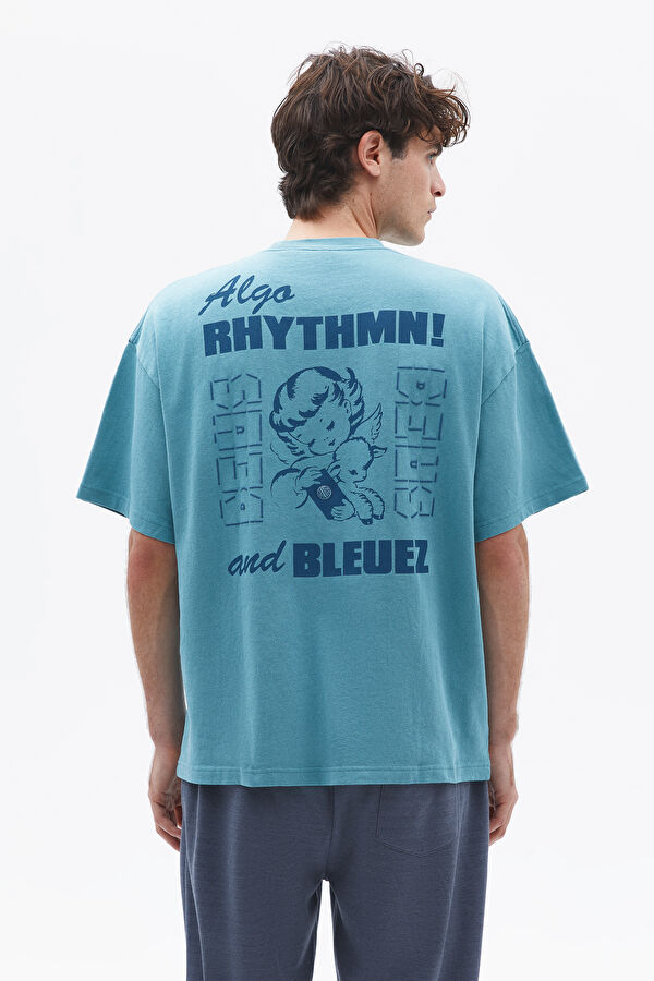 Mavi Bisiklet Yaka Baskılı T-Shirt 2