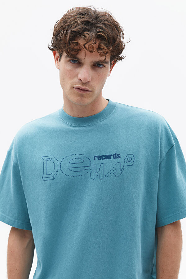 Mavi Bisiklet Yaka Baskılı T-Shirt 3