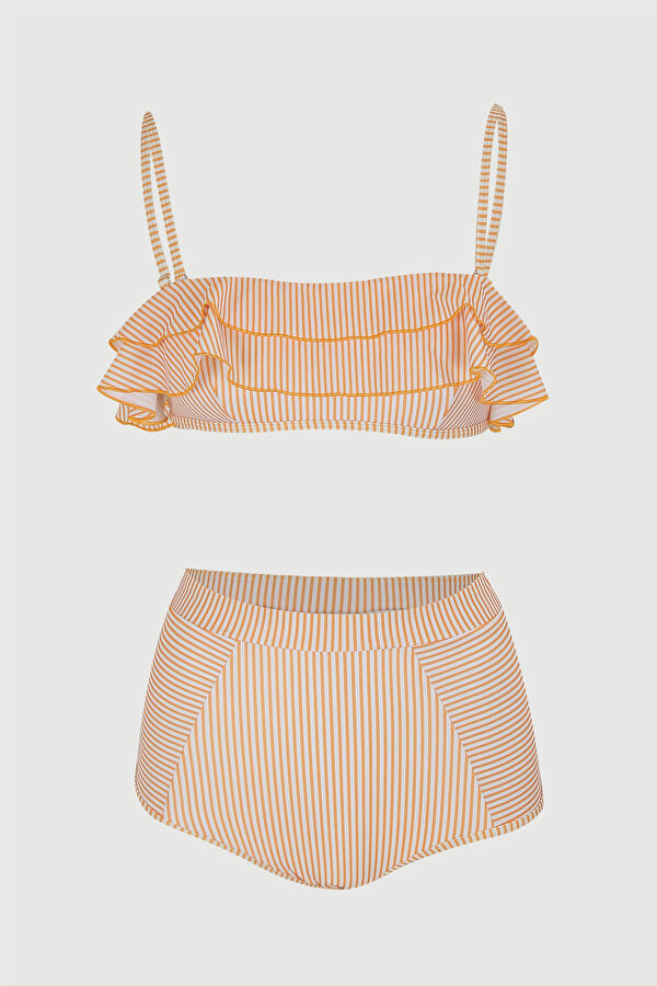 Sarı Desenli Askılı Bikini