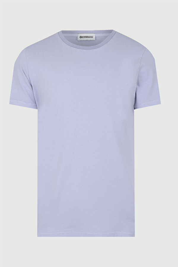 Mavi Bisiklet Yaka Düz T-Shirt