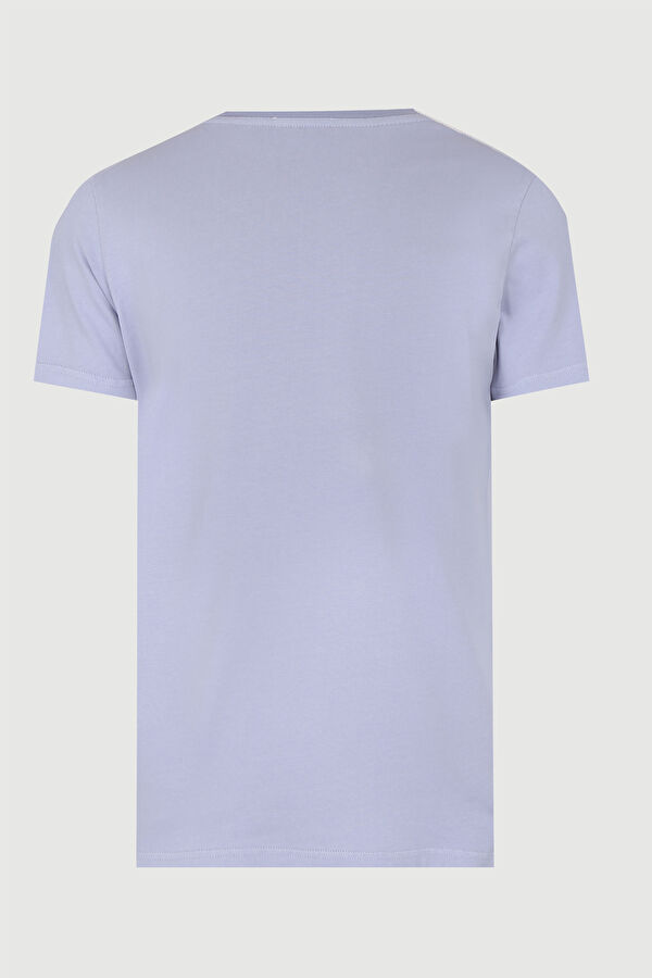 Mavi Bisiklet Yaka Düz T-Shirt 2