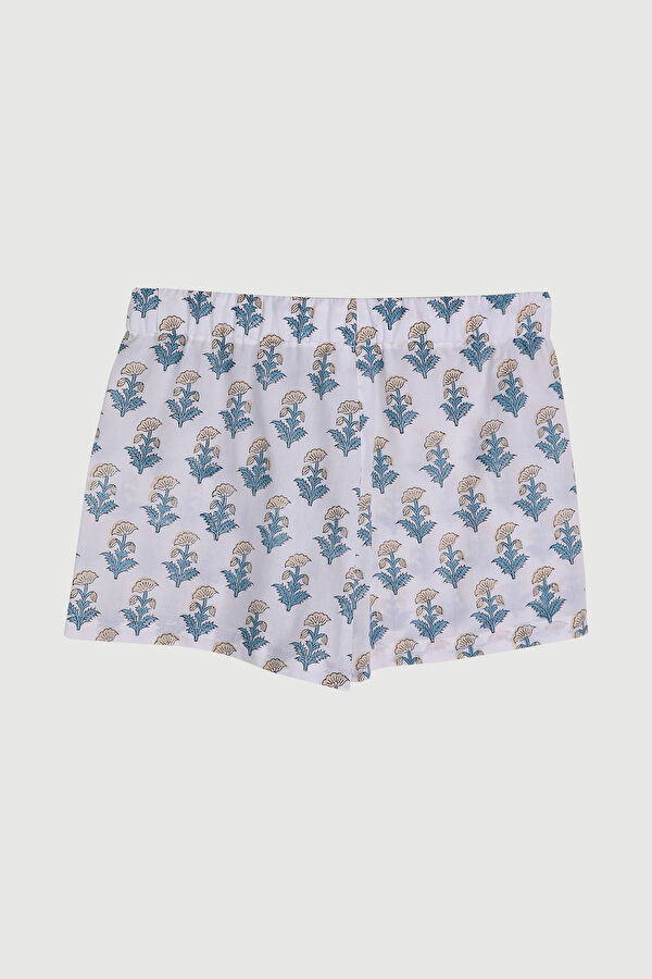 White Floral Indian Şort 2