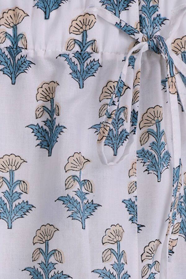 White Floral Indian Şort 3
