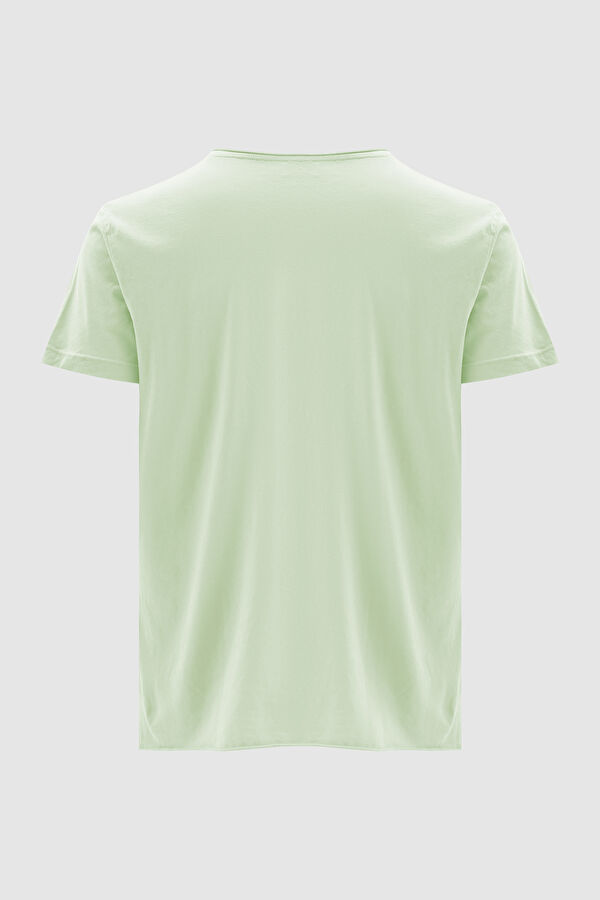 Açık Yeşil Bisiklet Yaka Düz T-Shirt 2