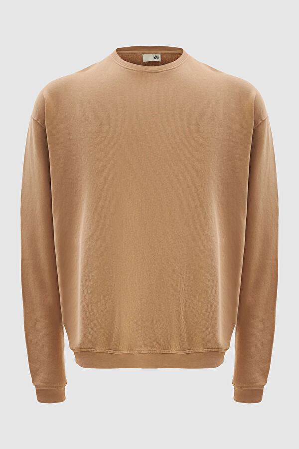 Açık Kahve Bisiklet Yaka Sweatshirt 4