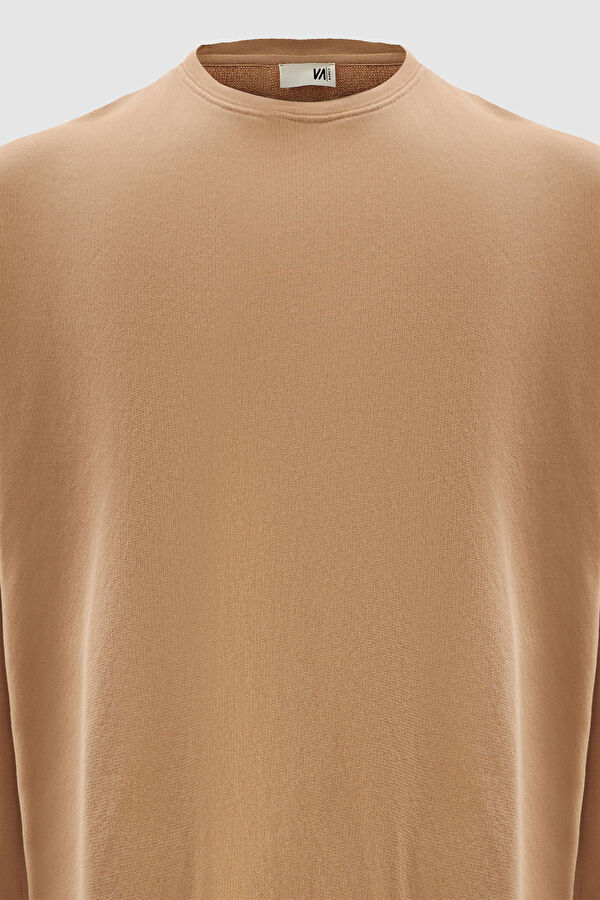 Açık Kahve Bisiklet Yaka Sweatshirt 6