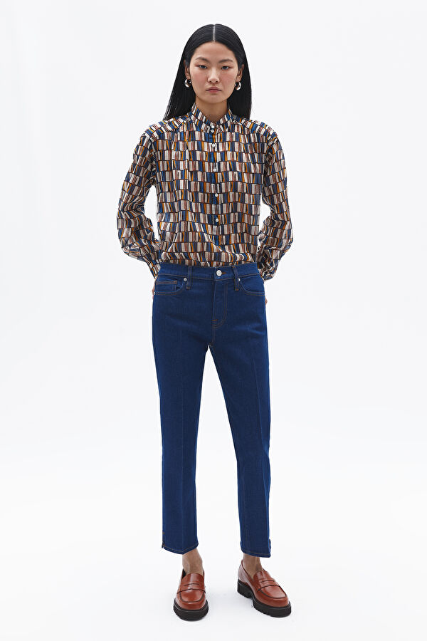 Lacivert Boru Paça Denim Pantolon 2