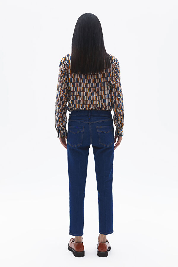 Lacivert Boru Paça Denim Pantolon 3