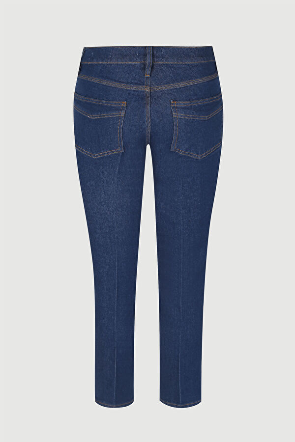 Lacivert Boru Paça Denim Pantolon 5