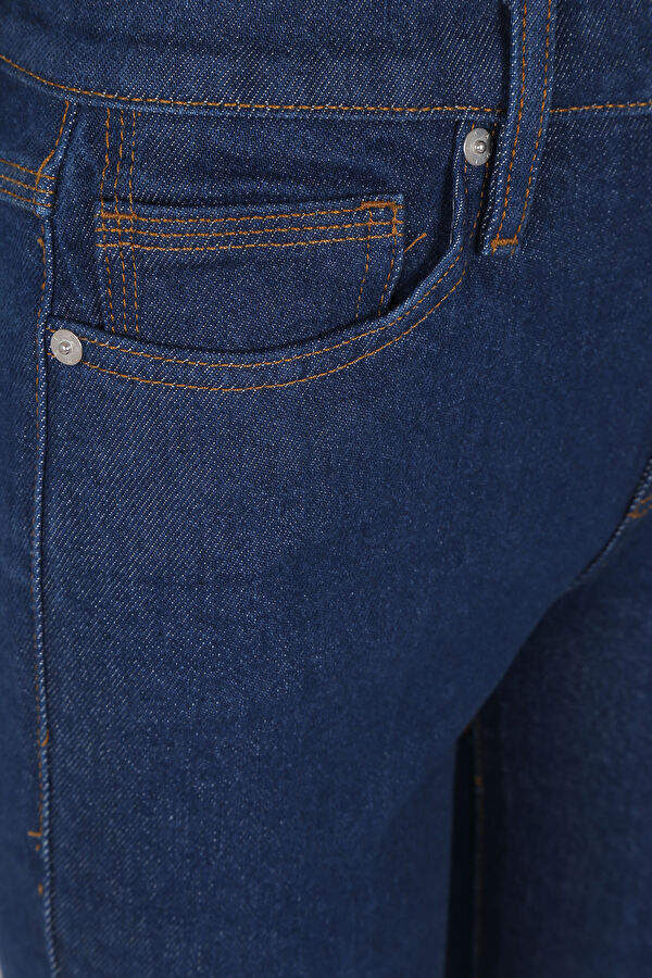 Lacivert Boru Paça Denim Pantolon 6
