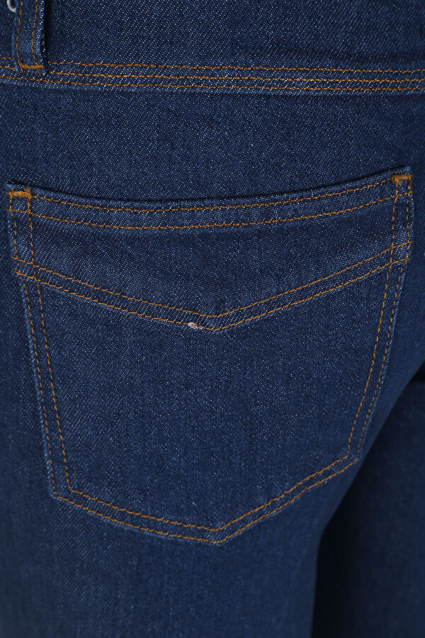 Lacivert Boru Paça Denim Pantolon 7