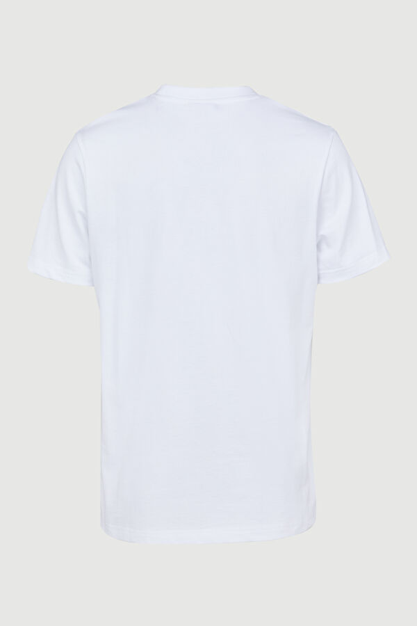 Relax Kalıp Beyaz Bisiklet Yaka Baskılı T-Shirt 2
