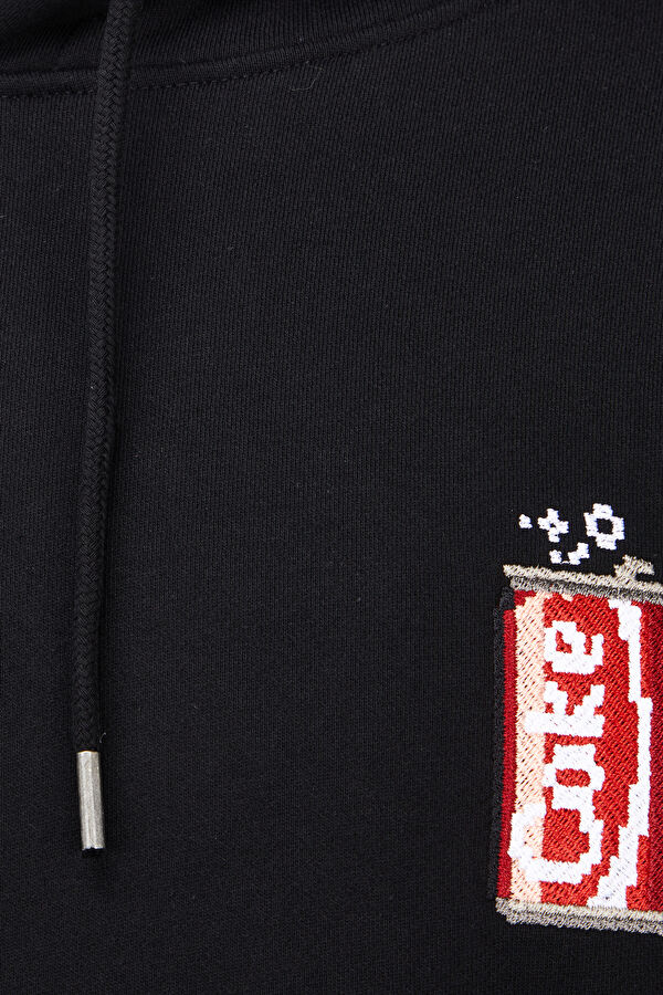 Siyah Relax Kalıp Kapuşonlu Sweatshirt 3