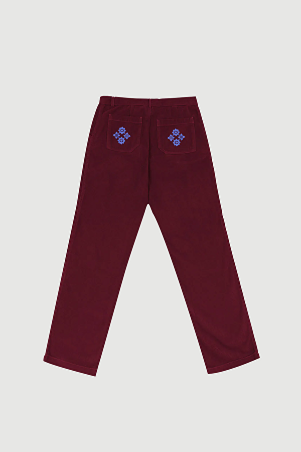 Bordo Boru Paça Jean Pantolon 2