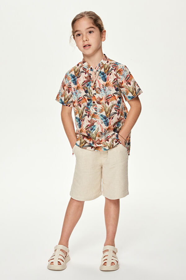Ecru Design Filled Mandarin collar Shirt