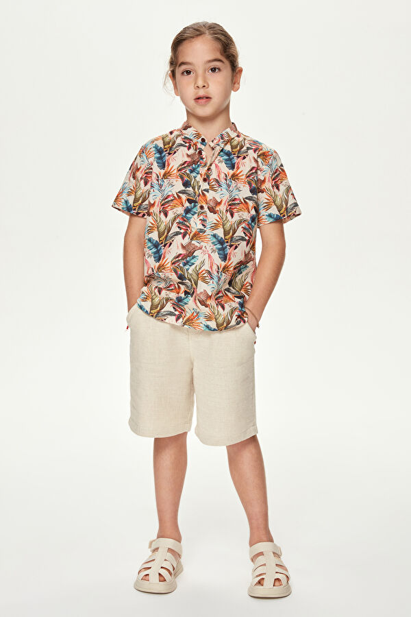 Ecru Design Filled Mandarin collar Shirt 2