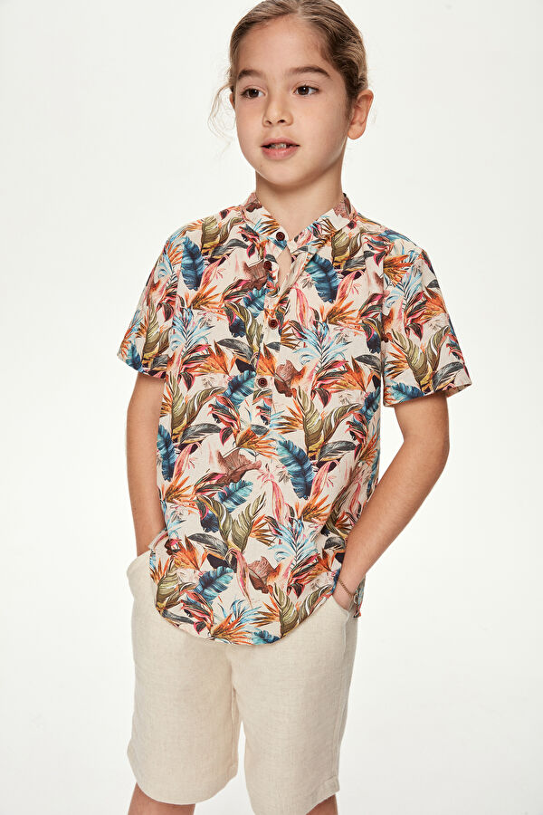 Ecru Design Filled Mandarin collar Shirt 3
