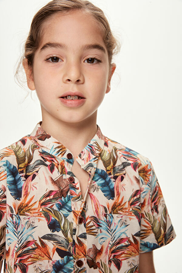 Ecru Design Filled Mandarin collar Shirt 4