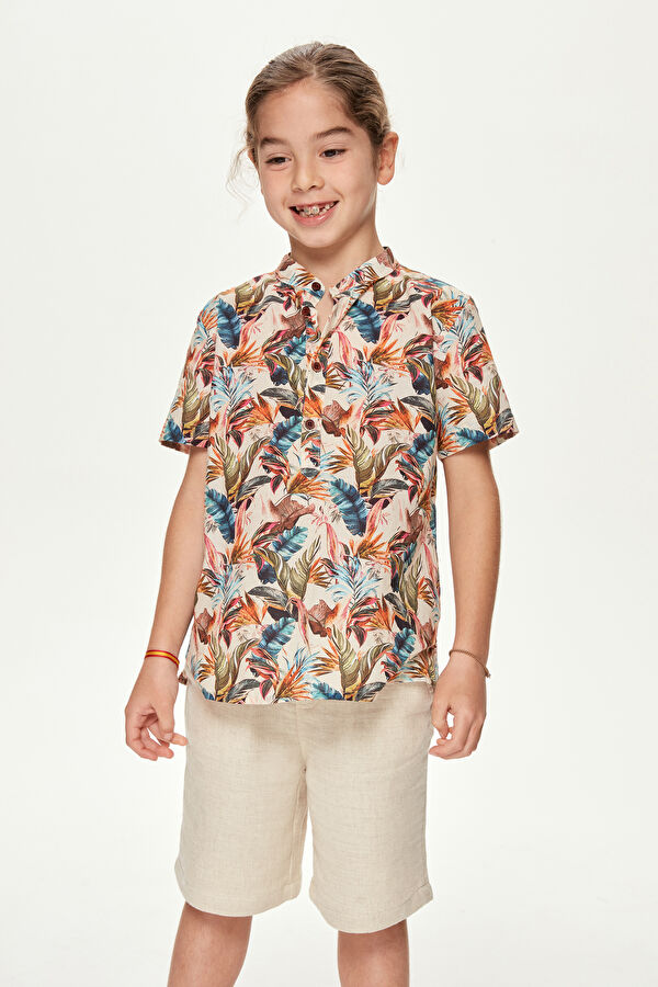 Ecru Design Filled Mandarin collar Shirt 5
