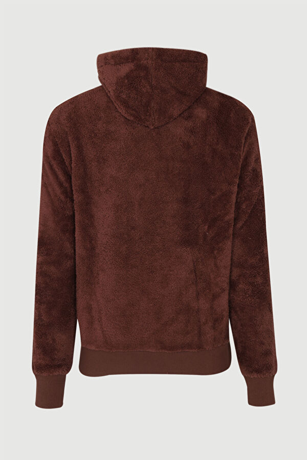 Kahve Relax Kalıp Kapuşonlu Sweatshirt 2