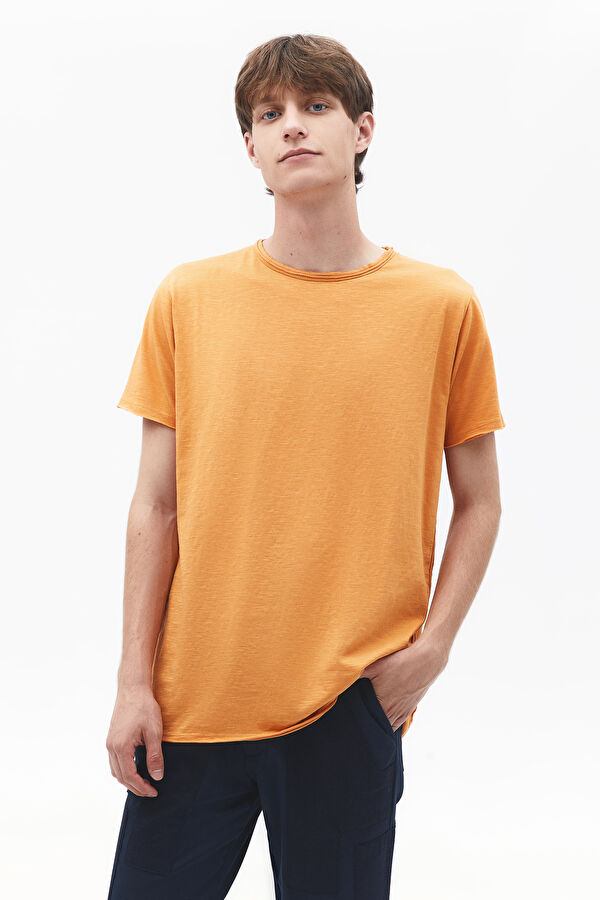 Turuncu Bisiklet Yaka T-Shirt