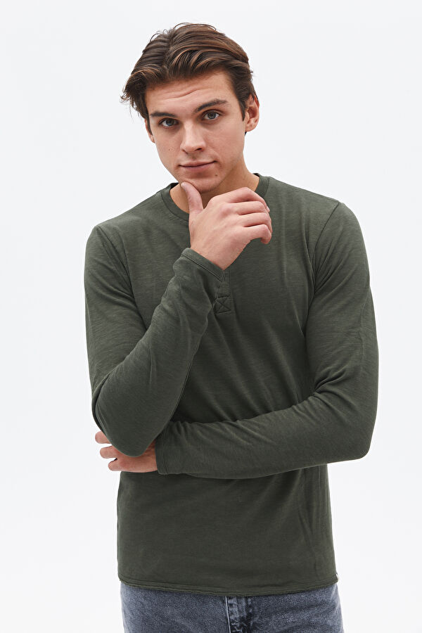 Haki Bisiklet Yaka T-Shirt 3