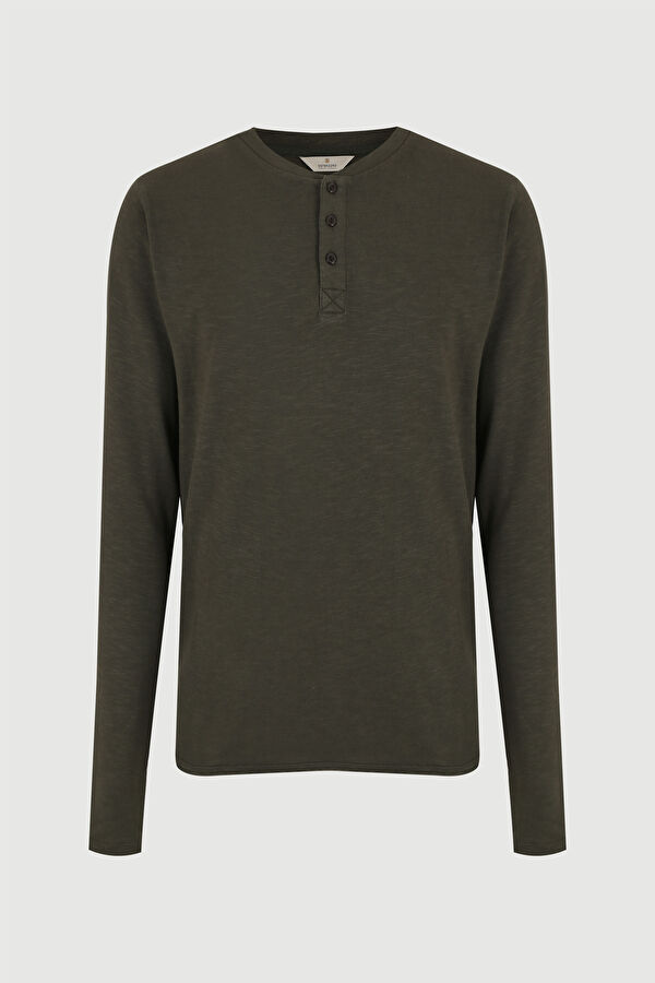 Haki Bisiklet Yaka T-Shirt 4