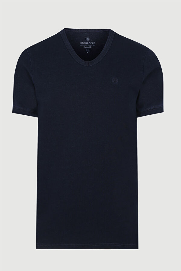 Lacivert V Yaka T-Shirt 3