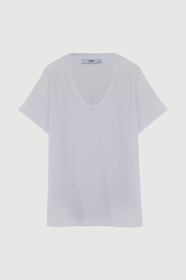 Waffle V Neck T-Shirt