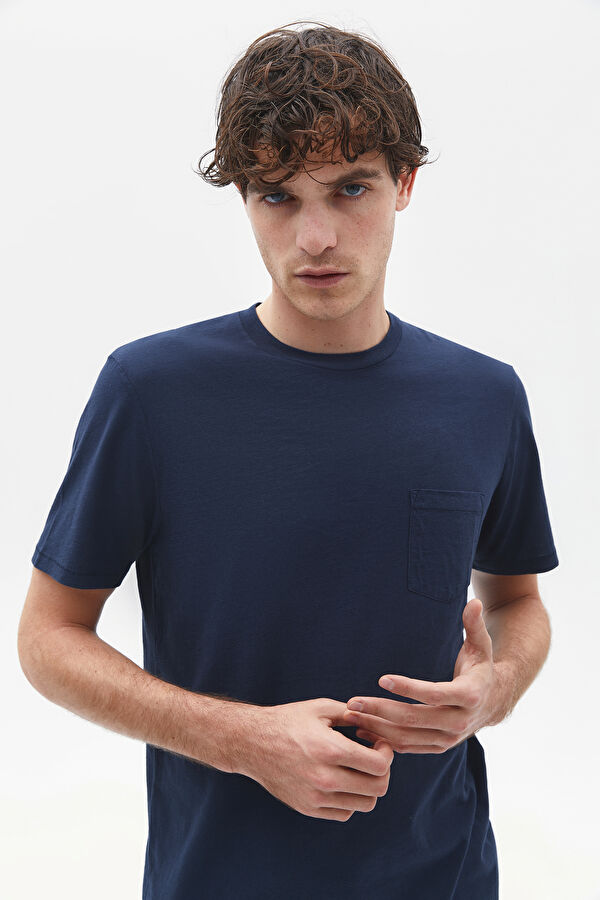 Lacivert Bisiklet Yaka T-Shirt 3